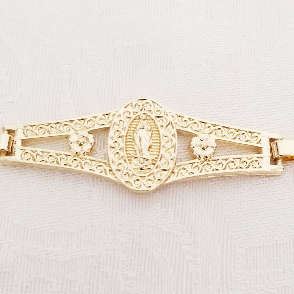 14K Gold Plated Guadalupe Small Wrist Women's Bracelet. New - Picture 4 of 5